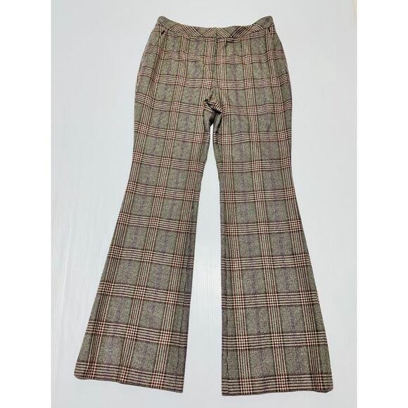 Akris Farida Pants Women's 12 Multicolor Plaid Cashmere Flared Leg NWT $2490 - Picture 2 of 9